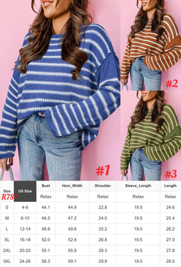 Drop Shoulder Stripe Sweater 12/29