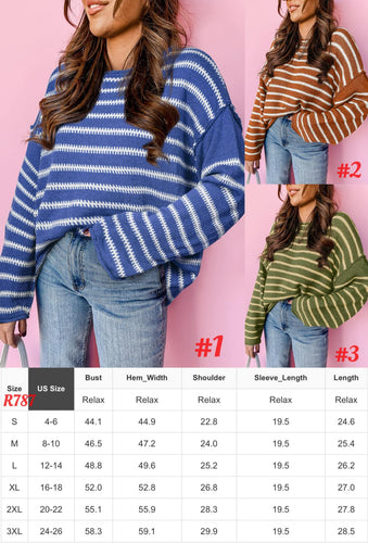 Drop Shoulder Stripe Sweater 12/8