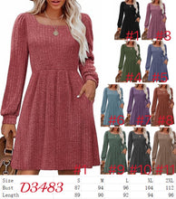 Long Sleeve Ribbed Polyester Dress 11/24