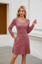 Long Sleeve Ribbed Polyester Dress 11/24