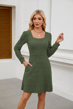 Long Sleeve Ribbed Polyester Dress 11/24