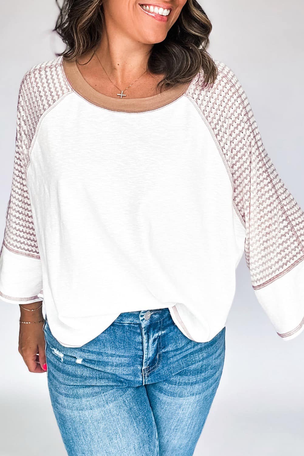 Three Quarter Sleeve Knit Sleeve Top 11/24