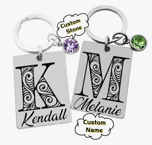 Personalized Birthstone Engraved Keychains WEEKLY