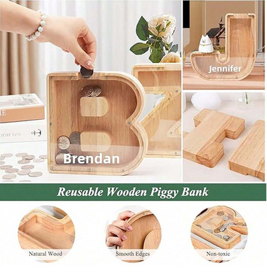 Wooden Letter Piggy Bank WEEKLY